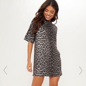 Leopard Print Oversized T-Shirt Dress